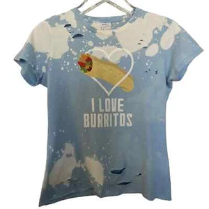 Camiseta para mujer I Love Burritos reciclada blanqueada con logotipo desgastado - talla mediana - Imagen 1 de 6