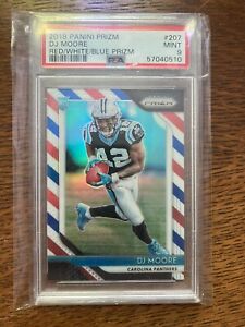 DJ Moore Red White Blue Rookie PSA 9 Prizm 2018 #207 Panthers