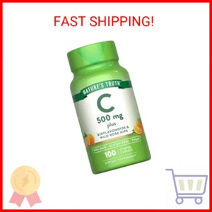 Nature's Truth Vitamin C with Rose Hips and Bioflavonoids | 500mg | 100 Caplets - Picture 1 of 2