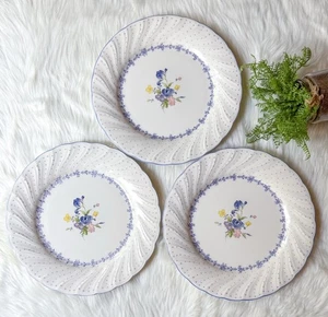 Vintage Nikko Tableware Blue Peony Floral 3 Dinner Plates 10¾" MINT Cottagecore - Picture 1 of 2