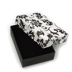 Schwarz/Weiß Kartenanhänger/Brosche/Ohrringe Box - Bild 1 von 4