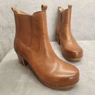 Dansko Botines 8 Cuero Tostado Shayna Zuecos Escandinavos Boho Gruesos Nuevos $190 Foto 1 de 4
