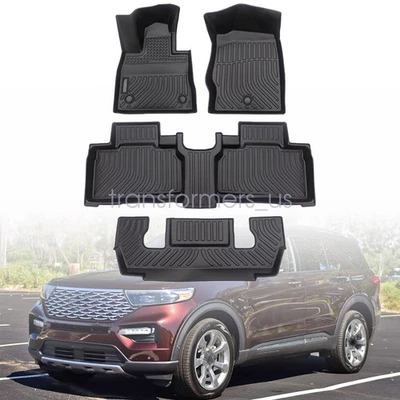 3D TPE Floor Mats Liners For 2020-2025 Ford Explorer 6-Passenger All Weather - Image 1 of 4