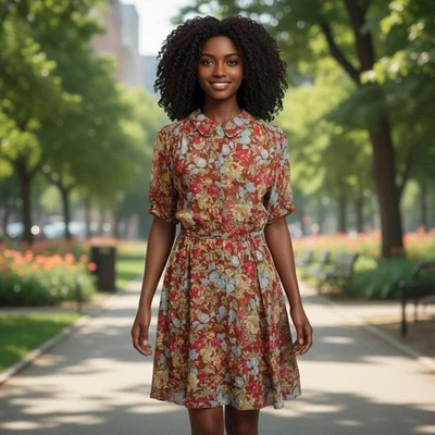 Маслянистое шифоновое платье с цветочным рисунком женское размер 40 Великобритания США 12 - Изображение 1 из 4