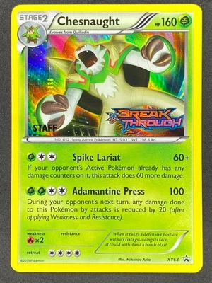 Pokémon Chesnaught Prerelease Staff XY68 XY Black Star Promo LP/NM - Image 1 of 2