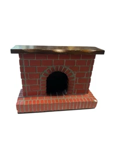 1:12 Dollhouse Scale Antique "worn" Brick Fireplace with Wood Mantle - Picture 1 of 10