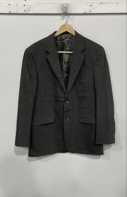 J Ferrar Mens Black Wool Pockets Long Sleeve Single-Breasted Blazer Size 42L - Image 1 of 4