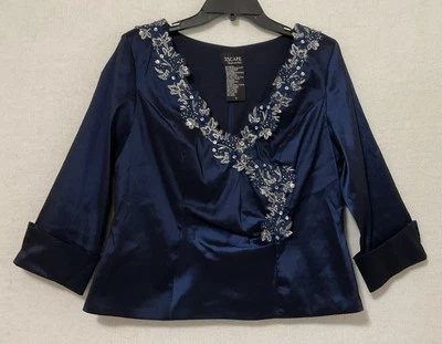 Xscape Por Joanna Chen Elegante Formal Azul Marino Blusa Chaqueta Madre de Novia 16 Foto 1 de 4