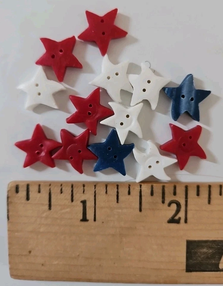 13X Just Another Button Company STARS Polymer Clay Buttons for Cross Stitch - Image 1 of 1
