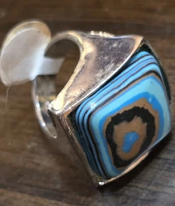 Größe 71/2 Regenbogen Kalsilika Edelstein Ring 925 Silber vergoldet eleganter Schmuck USA - Bild 1 von 4