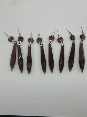 8 Plum Colored Chandelier Crystals - Image 1 of 2