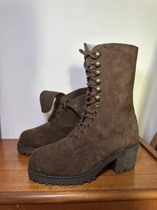 Barratts Women's Brown OLDFIELD Chunky Suede Leather Lace Up Boots Size 4 NEW - Picture 1 of 6