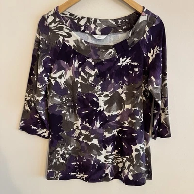 BHS PETITE Purple Mix Abstract SIZE 18 UK 3/4 Sleeve Top - Image 1 of 4