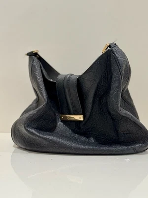 Gucci Guccissima Leather Hobo Bag Black Monogram Shoulder Tote Authentic - Image 1 of 4