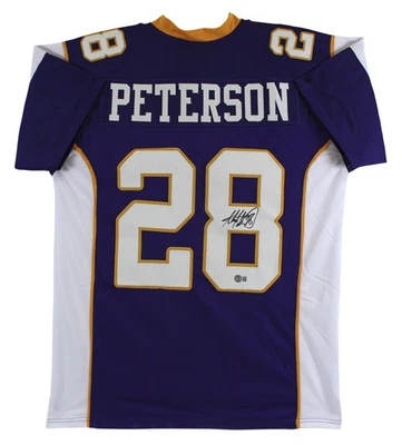 Camiseta Adrian Peterson Auténtica Firmada Púrpura Estilo Profesional Autografiada BAS Witness Foto 1 de 3