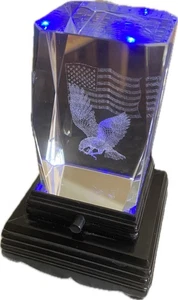 3D Engraved American Flag & Eagle on Light Base • Measures 5.25" with base. - Picture 1 of 1