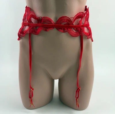 Victoria's Secret Floral Lace Sheer Lingerie Garter  Red  Size XS/S  NWT - Image 1 of 4