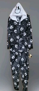 Adult XL (16-18)Jack Skellington Soft Fleece Hooded Costume Pajama Sleeper - Picture 1 of 7
