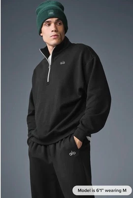 Nuevo Pullover Para Hombre Alo Yoga Accolade 1/4 Cremallera Negro Talla Mediana ¡Limitado! $160 Foto 1 de 4