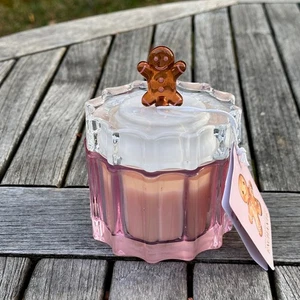 Enchante Gingerbread Man Soy Wax Candle Pink Glass Jar Holiday Christmas NEW - Picture 1 of 11