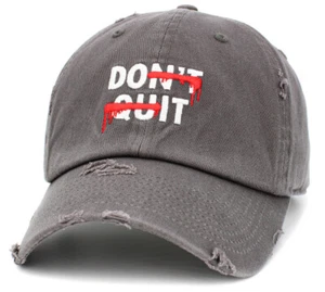 Don't Quit / Do It Vintage Adjustable Gray Distressed Hat by KB Ethos - Picture 1 of 3