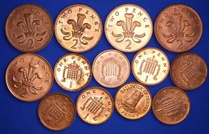 Sammlung 1990er Britische Dezimalstellen 1p & 2p, Young & Old Head, QEII [21707] - Bild 1 von 2