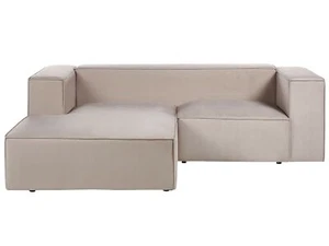 2-Sitzer Ecksofa L-förmig Samt beige taupe Chaiselongue rechts Armlehnen Vernon - Bild 1 von 9