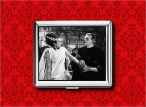 BRIDE OF FRANKENSTEIN MONSTER 2 BILLETERA DE METAL TARJETA IDENTIFICACIÓN DE CIGARRILLO ESTUCHE IPOD - Imagen 1 de 5