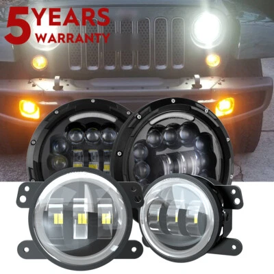 Kit combinado de faros LED 7" + luces antiniebla de 4" para Jeep Liberty 2002-2007 Foto 1 de 4