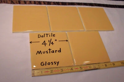 5 шт. Горчица: глянцевая керамическая плитка от Daltile, 4-1/4 дюйма новый запас, желтое золото - Изображение 1 из 4