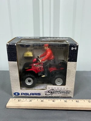 POLARIS Sportsman 500 4x4 4-Wheeler 1:18 NIB RED ATV 16 With DRIVER Fishing Rod - Image 1 of 4
