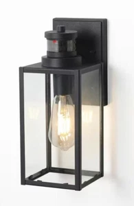 Jushua 1-Light Matte Black Motion Sensing Outdoor HardWired Wall Sconce Light - Picture 1 of 3