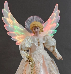 Fiber Optic Angel Christmas Tree Topper Porcelain Head Hands Color Changing 17" - Picture 1 of 18