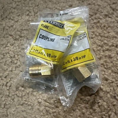 EVERBILT LFA-274 1/2 in. Threaded Flare x 3/8 FIP Brass Adapter Coupling Fitting - Image 1 of 3
