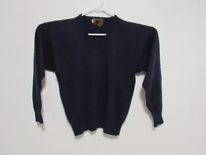 Vintage Boston Traders 100% Pure Wool Navy Blue V-Neck Sweater Men's size Medium - Picture 1 of 3