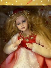Dillard's 10" Christmas Fairy Angel Pixie Whimsical Figurine Red Gold Accents