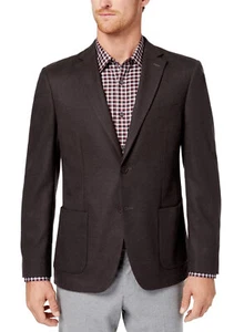 Michael Kors Mens Modern Fit Melange Flannel Sport Coat 48R Charcoal/Burgundy - Picture 1 of 2