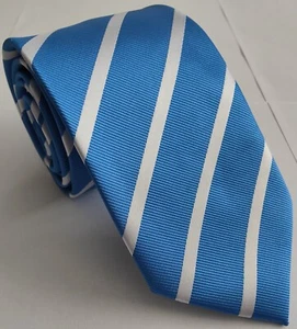 Neu Designer blaue Seidenkrawatte für Herren mit weißen Streifen - Bild 1 von 1