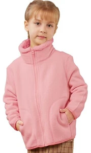 Kids Fleece Jacket Full-zip Polar Coat Outwear Girls 10-12, Pink - Picture 1 of 5