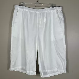 Eileen Fisher Shorts White 100% Organic Linen With Pockets Elastic Waist - Picture 1 of 5