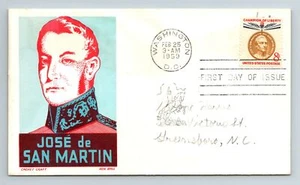 1959 Jose de Sam Martin FDC - Blue Boll Cachet - D16 - Picture 1 of 2