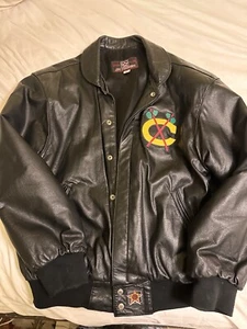 JH Design Leather Blackhawks Vintage Jacket - Picture 1 of 6