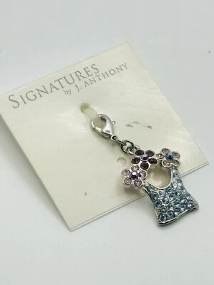 Vintage Bag Shaped Rhinestone Bracelet Bag Charm Keychain Clip On G1 - Image 1 of 4