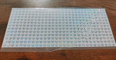 Silver - 1 x Sheet Peel Off Holographic Love Heart Stickers - Very Small  - Image 1 of 3
