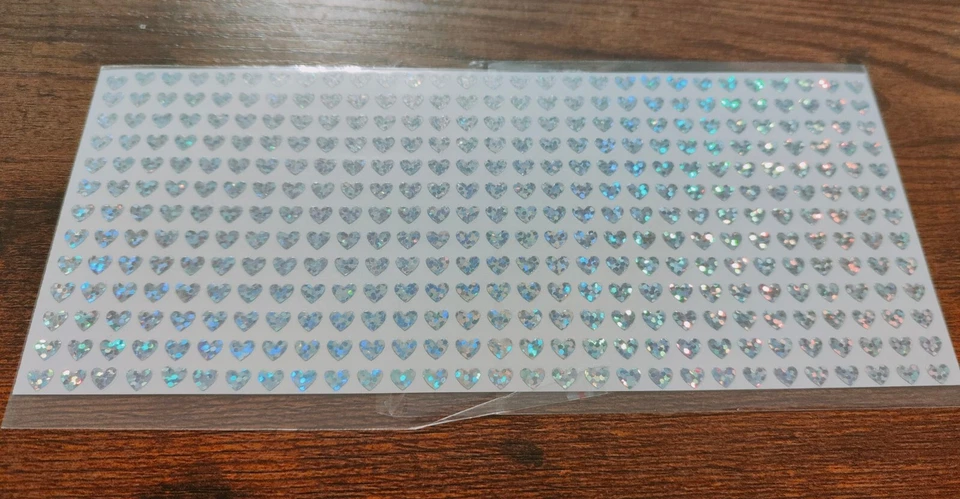 Silver - 1 x Sheet Peel Off Holographic Love Heart Stickers - Very Small  - Image 1 of 3