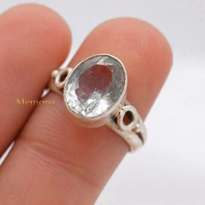 925 Sterling Silver Natural Green Amethyst Gemstone Handmade Ring for Women - Picture 1 of 6
