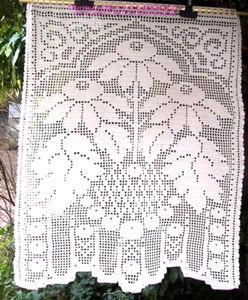 RIDEAU  CROCHET FAIT MAIN  ARTISANAT FRANCAIS SUR MESURE AMARANTE - Picture 1 of 2