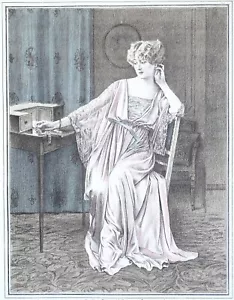 Antiker modischer Druck von Charles Worth Vintage Haute Couture Teller 1917 - Bild 1 von 2