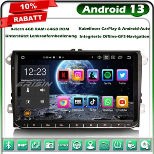 64GB 9" Android 13 GPS Navi Autoradio Für VW Passat Golf 5 Jetta Tiguan Seat T5 - Bild 1 von 23