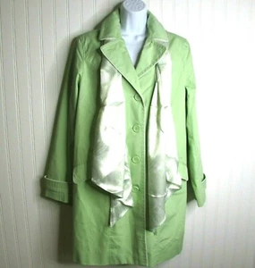 NWT Dennis Basso QVC Women's Size M Trench Coat Long Rain Jacket + Scarf Green - Picture 1 of 11